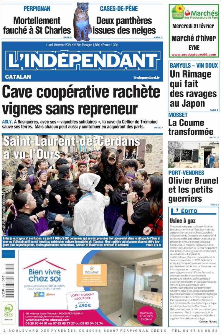 Portada de Le Indépendant (Francia)