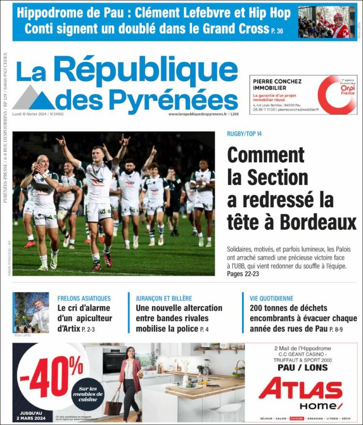 Portada de La République des Pyrénées (Francia)