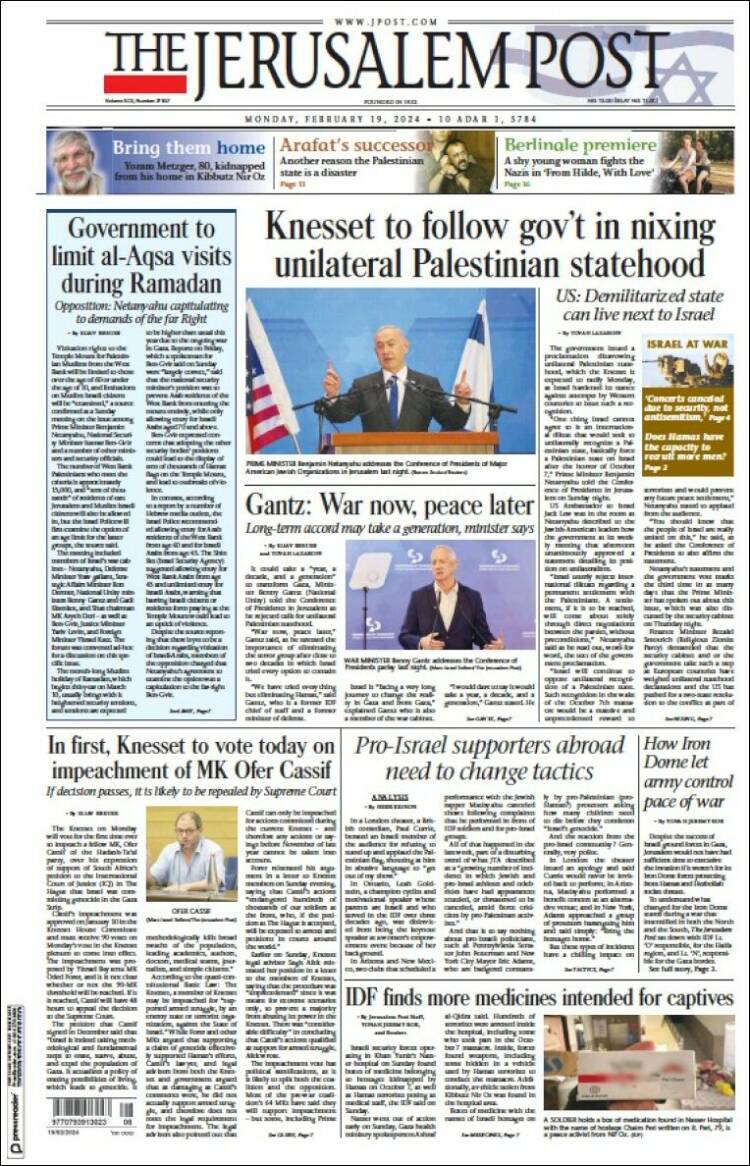 Portada de The Jerusalem Post (Israel)