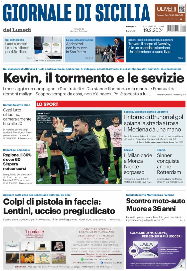 Portada de Giornale di Sicilia (Italia)