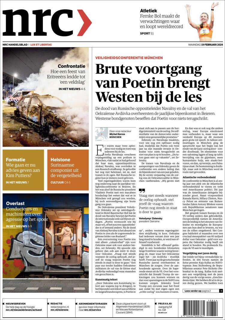 Portada de NRC Handelsblad (Pa&iacute;ses Bajos)