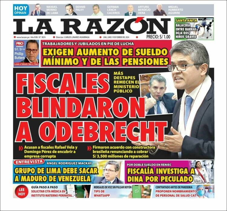 Portada de La Razón (Perú)