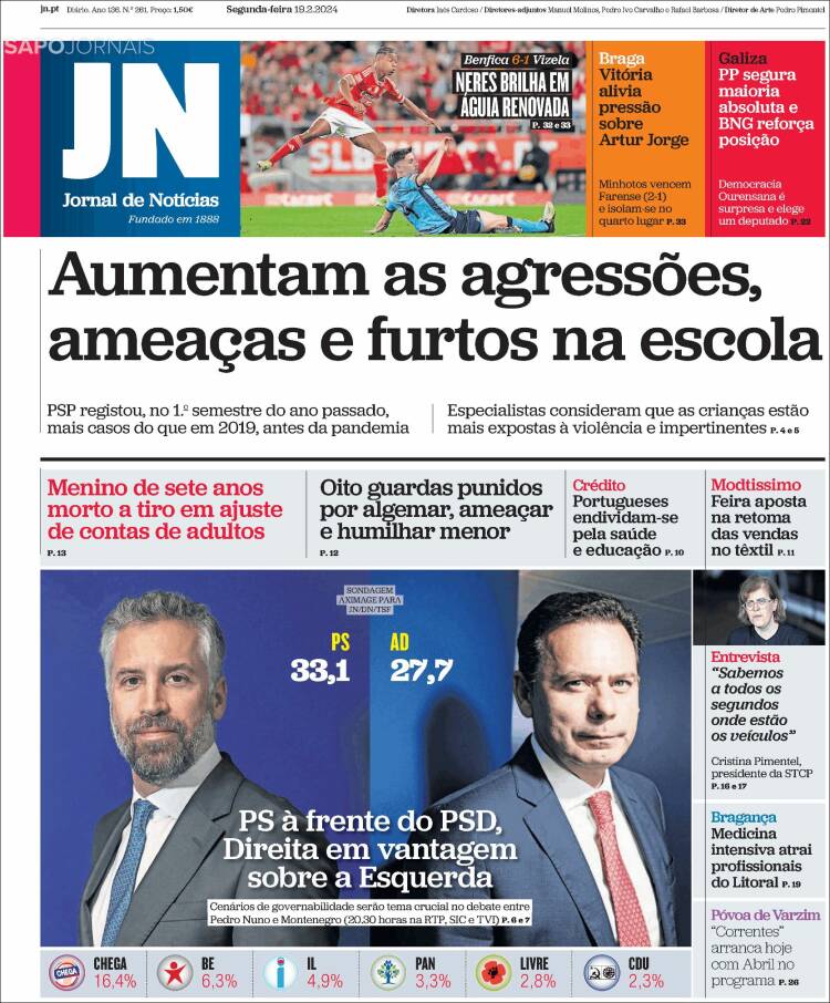 Portada de Jornal de Notícias (Portugal)