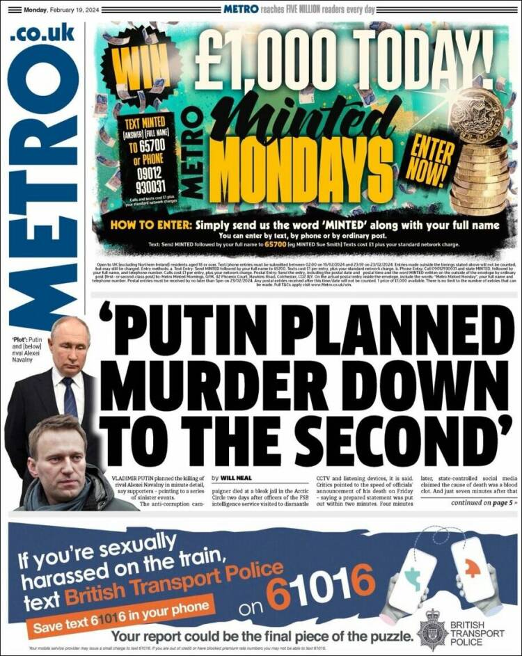 Portada de Metro (Reino Unido)