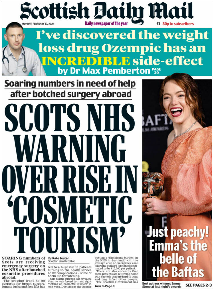 Portada de Scottish Daily Mail (Reino Unido)