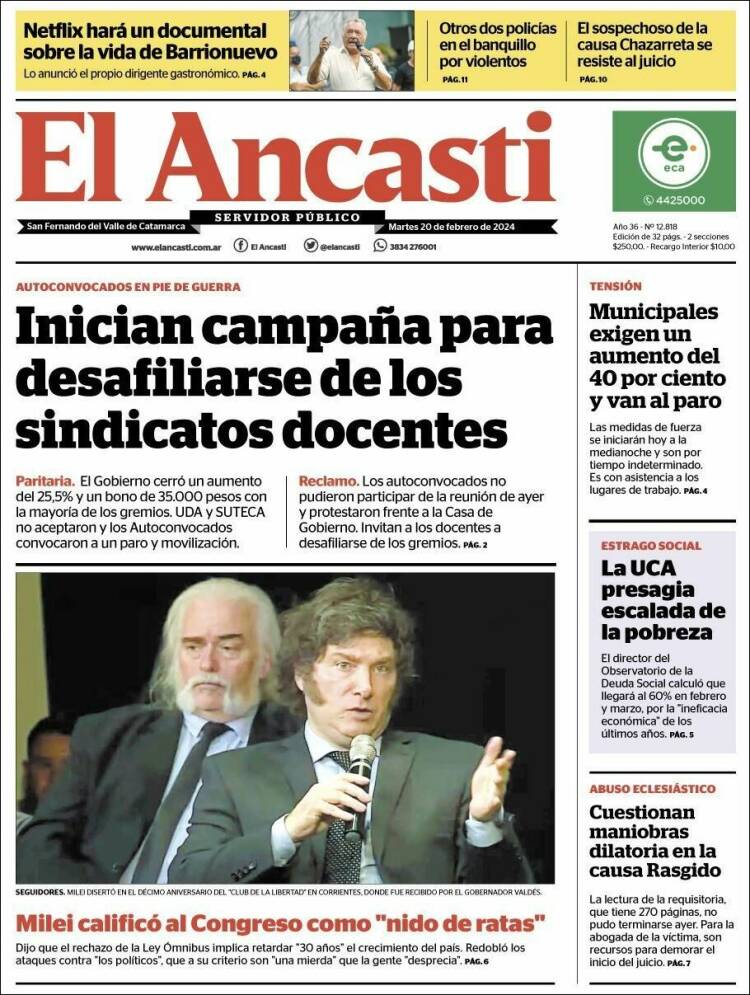 Portada de El Ancasti (Argentina)