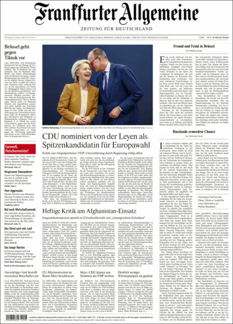 Portada de Frankfurter Allgemeine (Alemania)