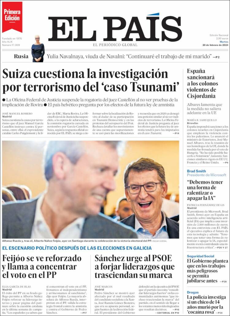 Portada de El País (España)