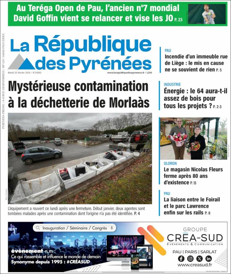 Portada de La République des Pyrénées (Francia)