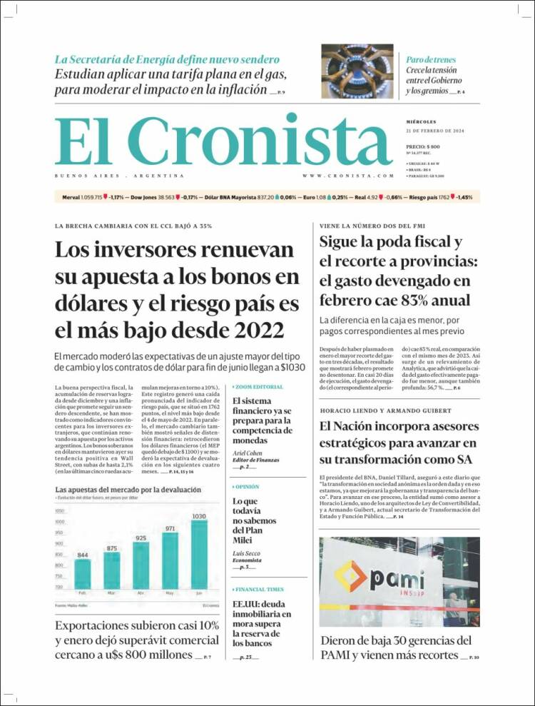Portada de El Cronista Comercial (Argentina)
