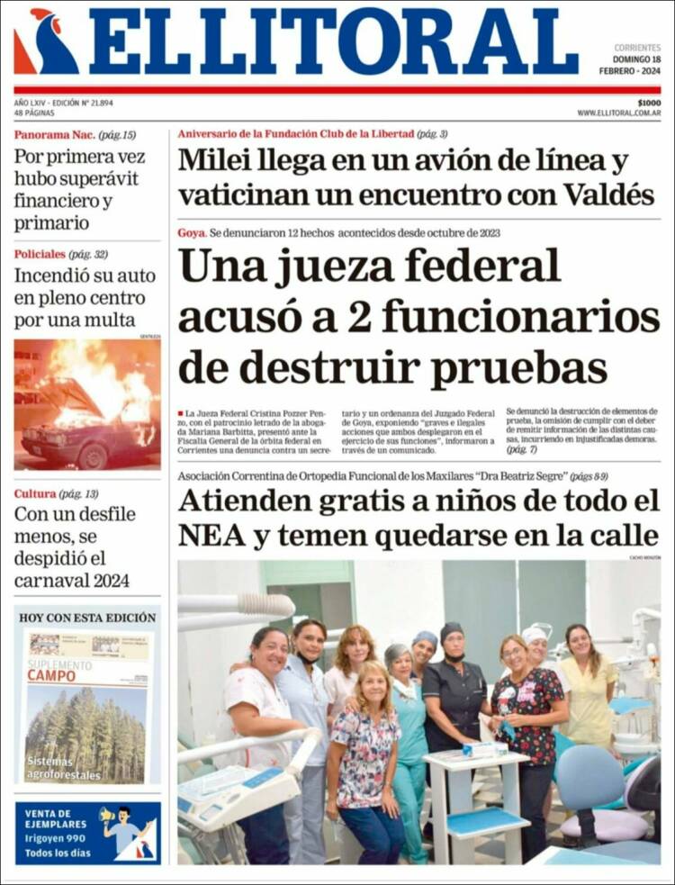 Portada de El Litoral Corrientes (Argentina)