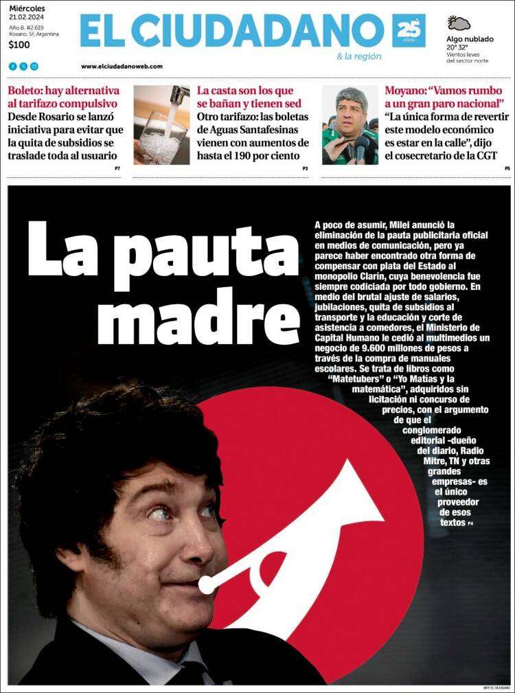 Portada de Diario El Ciudadano (Argentina)