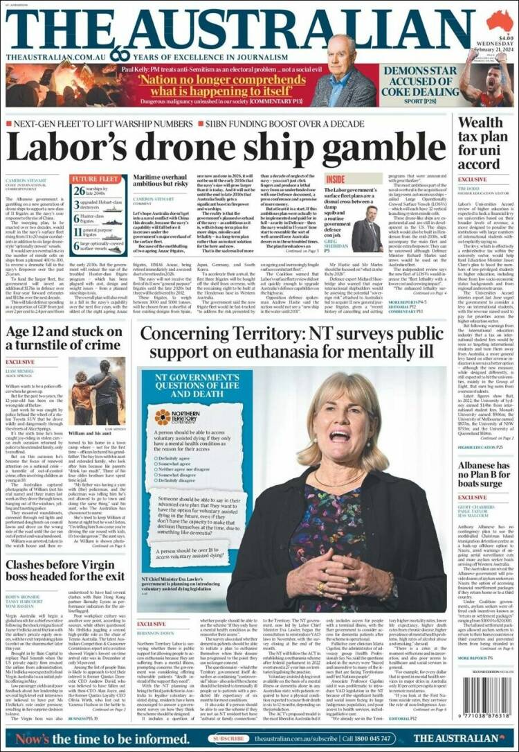 Portada de The Australian (Australia)