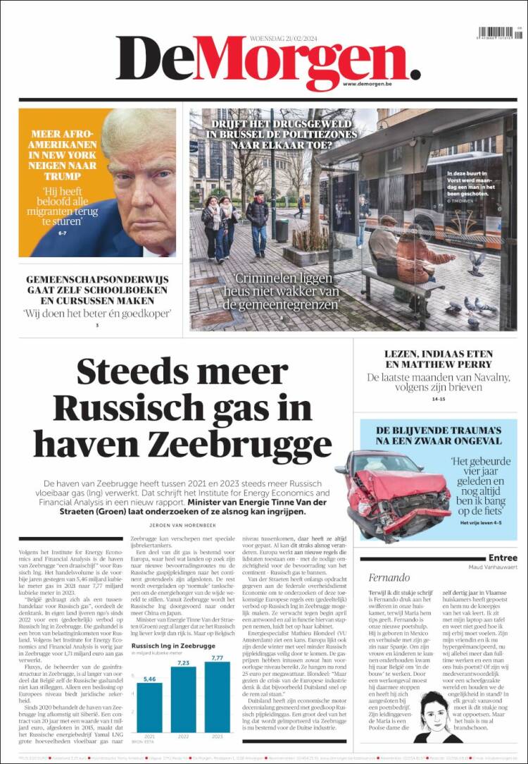 Portada de De Morgen (B&eacute;lgica)