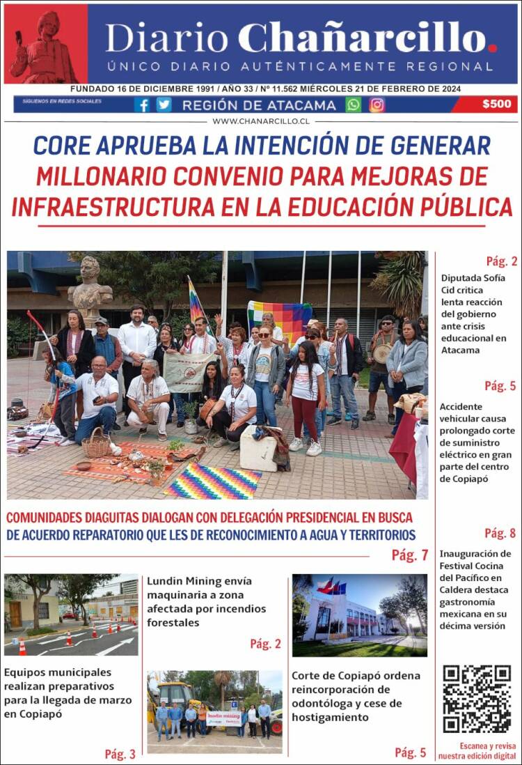 Portada de Diario Chañarcillo (Chile)