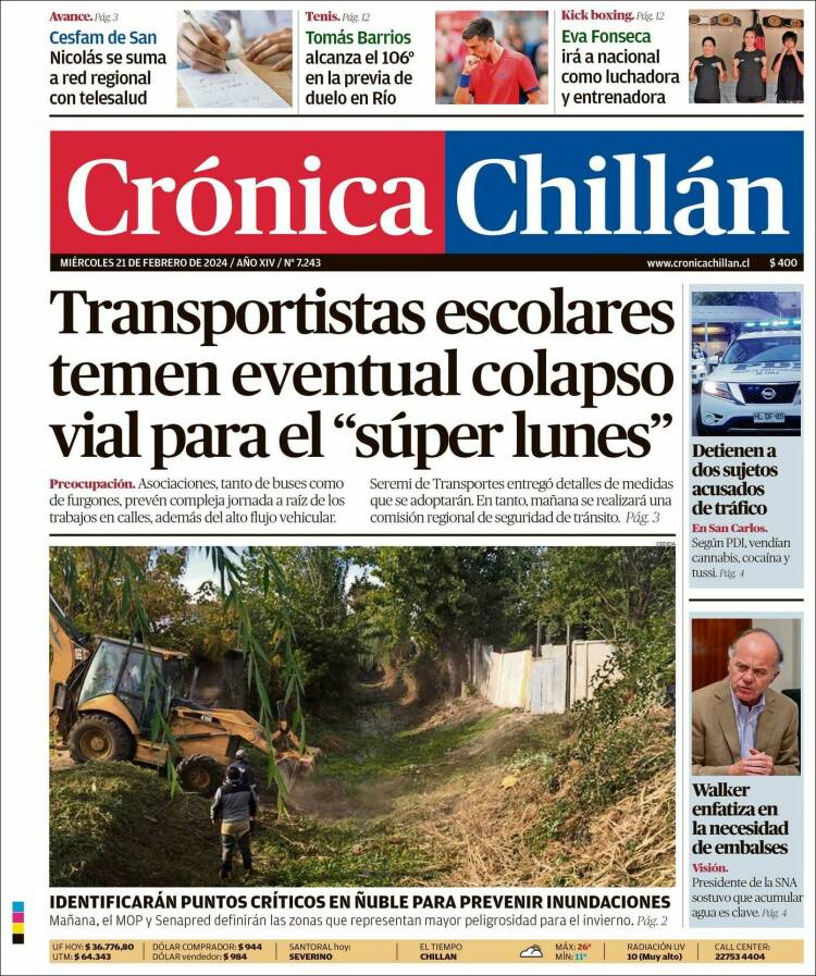 Portada de Crónica Chillán (Chile)