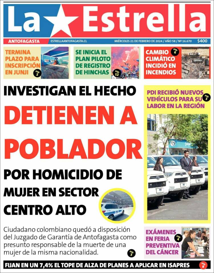 Portada de La Estrella del Norte (Chile)