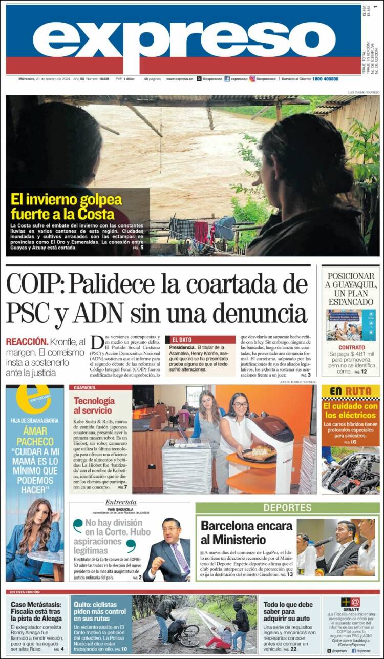 Portada de Expreso (Ecuador)