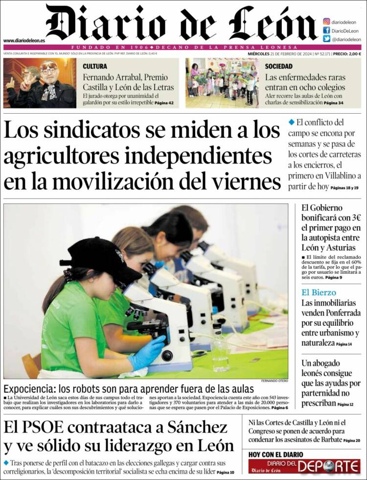 Portada de Diario de León (Espa&ntilde;a)