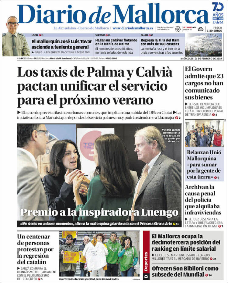 Portada de Diario de Mallorca (Espa&ntilde;a)