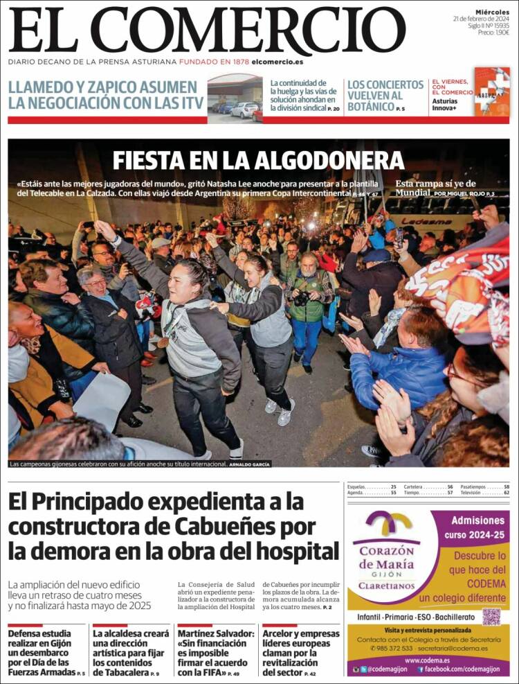 Portada de El Comercio - Gijón (Espa&ntilde;a)