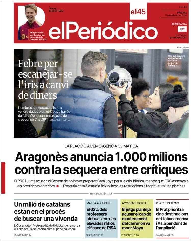 Portada de El Periódico de Catalunya (Espa&ntilde;a)