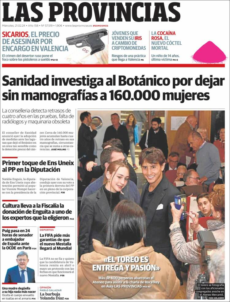 Portada de Las Provincias (Espa&ntilde;a)