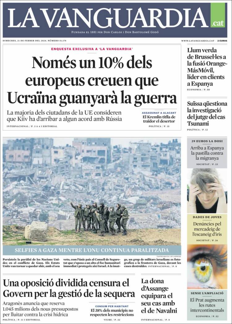 Portada de La Vanguardia (Espa&ntilde;a)