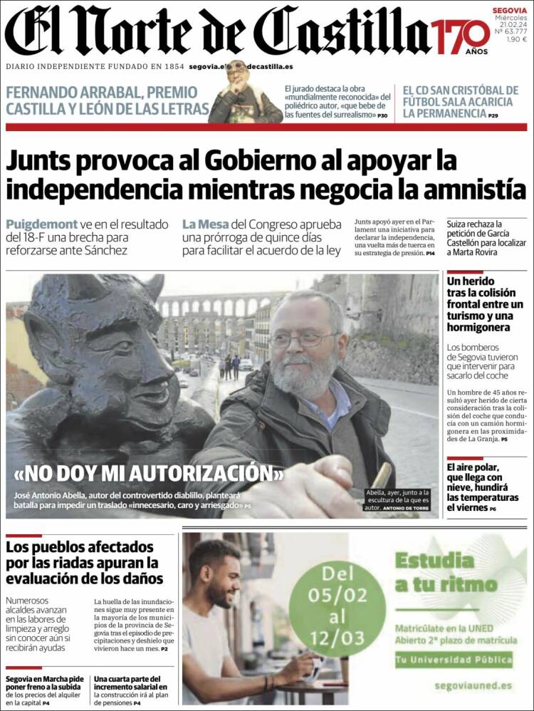 Portada de Norte de Castilla - Segovia (Espa&ntilde;a)