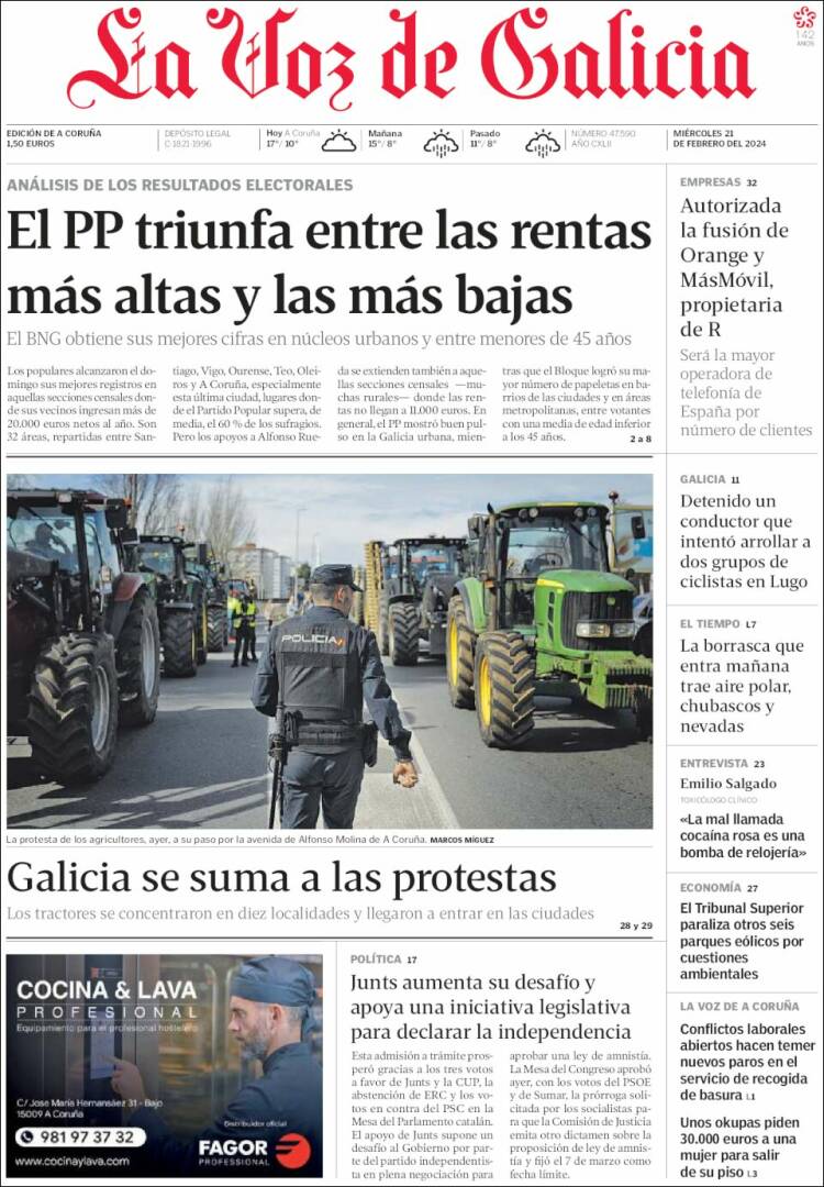 Portada de La Voz de Galicia (Espa&ntilde;a)