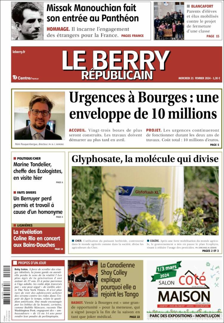 Portada de Berry Republicain (Francia)