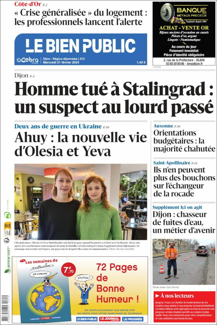 Portada de Le Bien Public (Francia)