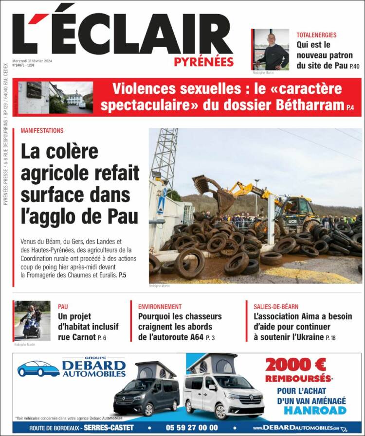 Portada de L'Eclair des Pyrénées (Francia)