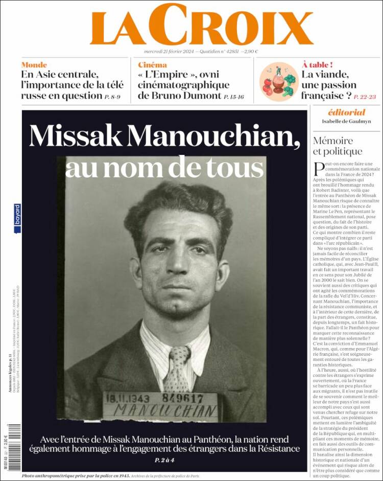 Portada de La Croix (Francia)