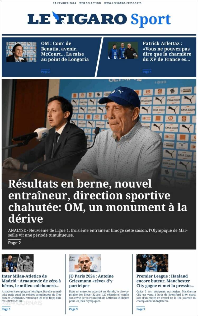 Portada de Le Figaro Sport (Francia)