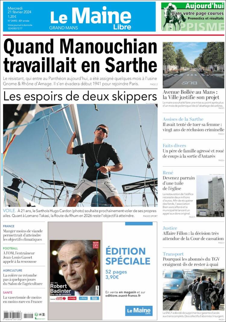 Portada de Le Maine Libre (Francia)