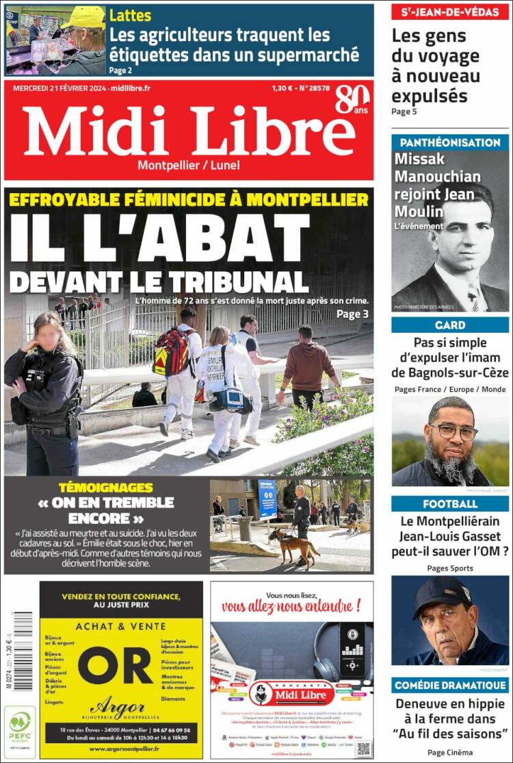 Portada de Midi Libre (Francia)