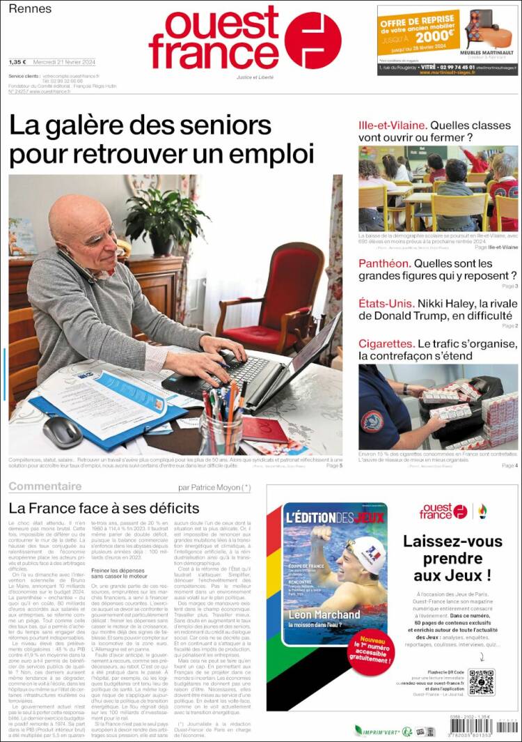 Portada de Ouest France (Francia)