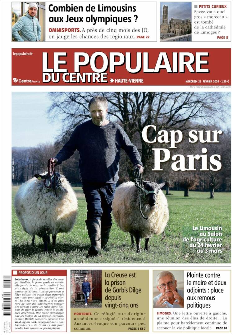Portada de Le Populaire du Centre (Francia)