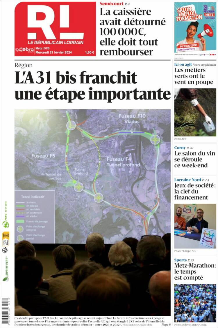 Portada de Le Republicain Lorrain (Francia)