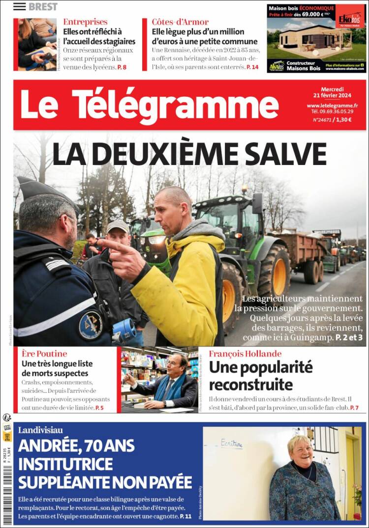 Portada de Télégramme (Francia)