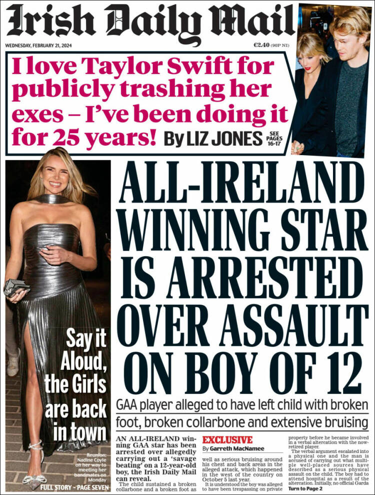 Portada de Irish Daily Mail (Irlanda)