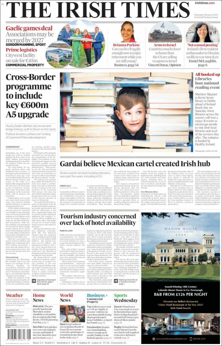 Portada de Irish Times (Irlanda)