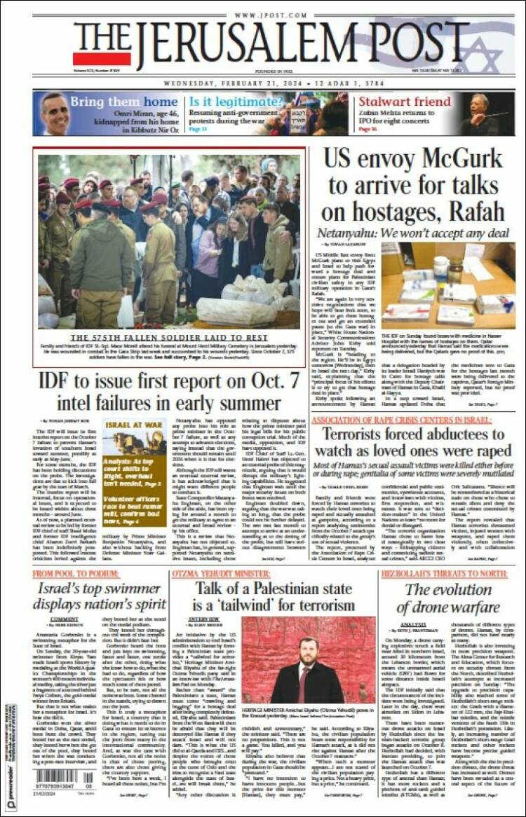 Portada de The Jerusalem Post (Israel)