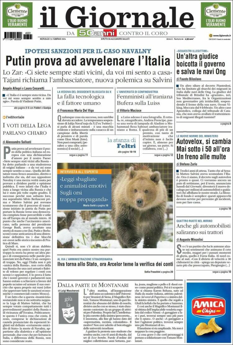 Portada de il Giornale (Italia)