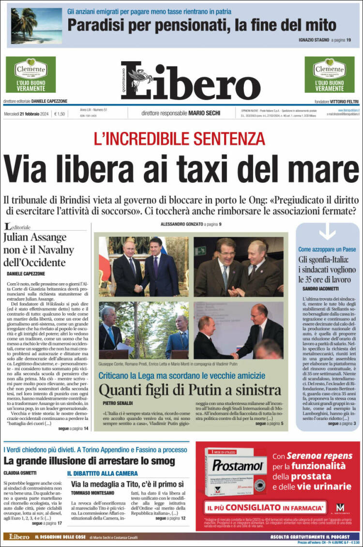 Portada de Libero (Italia)