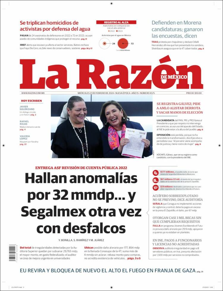 Portada de La Razón (México)