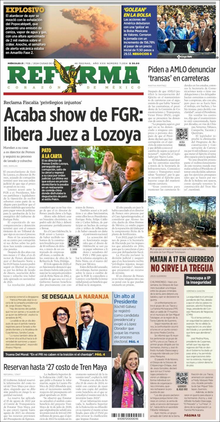 Portada de Reforma (México)
