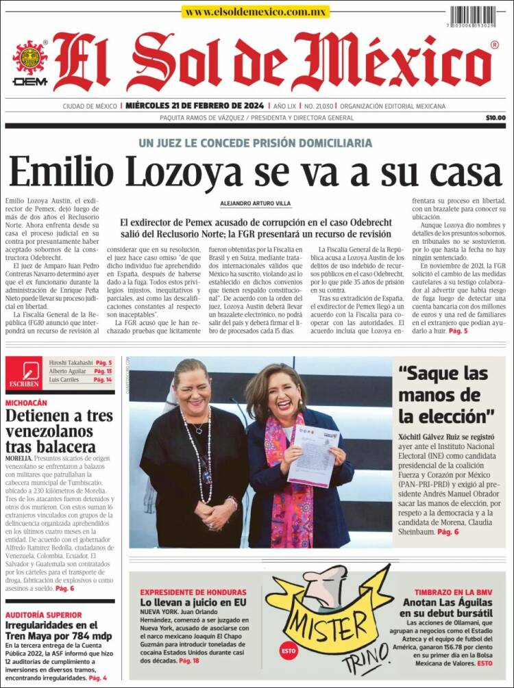 Portada de El Sol de México (México)