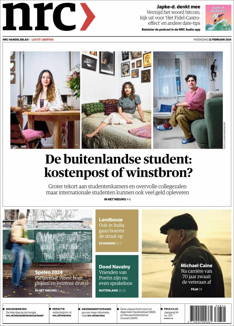 Portada de NRC Handelsblad (Pa&iacute;ses Bajos)